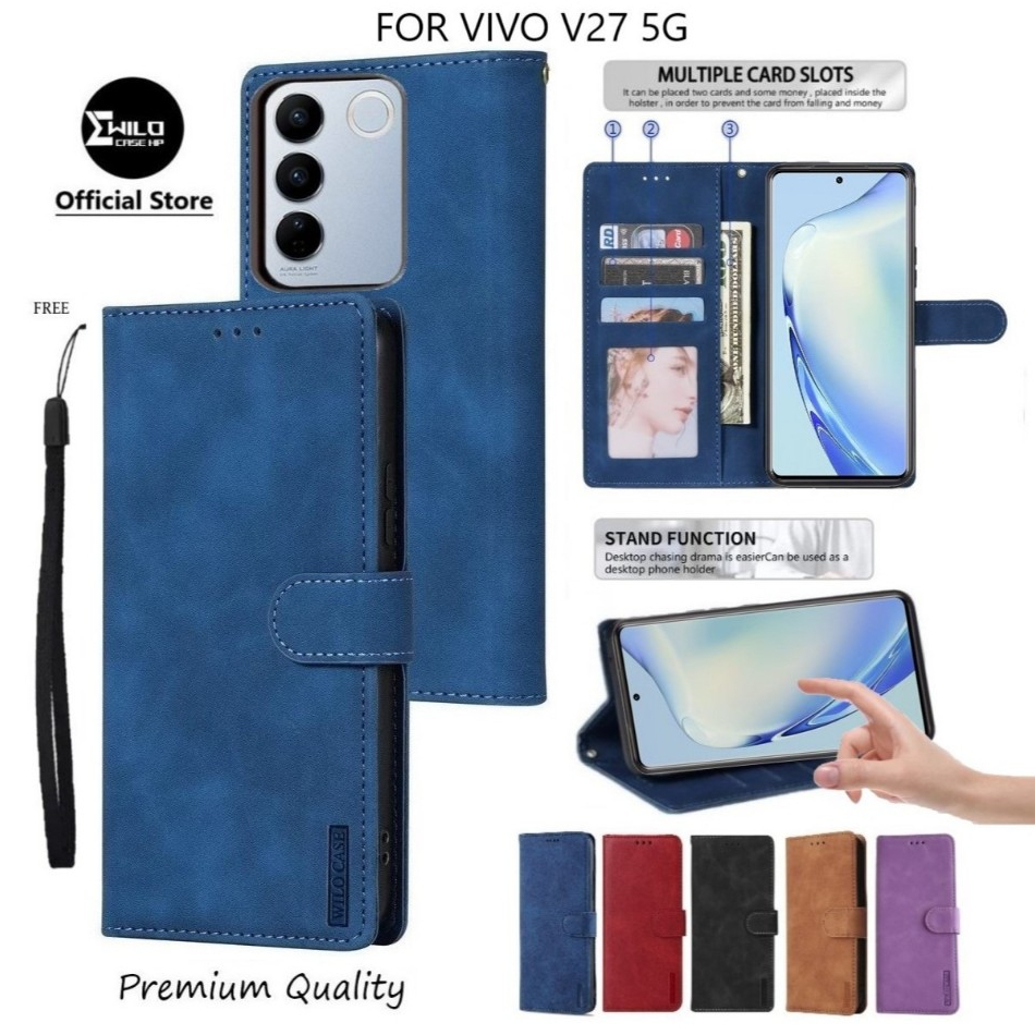 Flip Case Premium VIVO V27 5G Case Wallet Kulit Casing Dompet Case Wallet Leather Flip Case VIVO V27