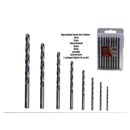 2 pcs ORI K55 MATA BOR BESI / BAJA /STAINLESS /ALUMUNIUM 2MM - 4,5MM HITAM / MATA BOR BESI BAJA STAI