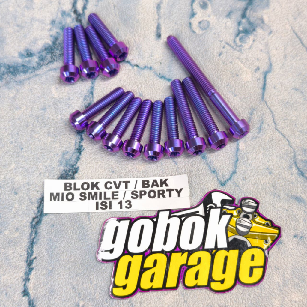 Baut titanium bak / blok cvt mio sporty/ mio smile isi 13 Baut blok cvt mio sporty