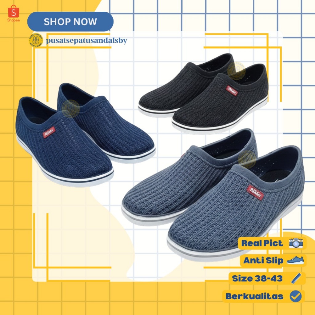 HOT DEALS NK 152 - Paling murah cek nikko terbaru Sepatu 8152 Pria / Sepatu Slip / Sandal Karet