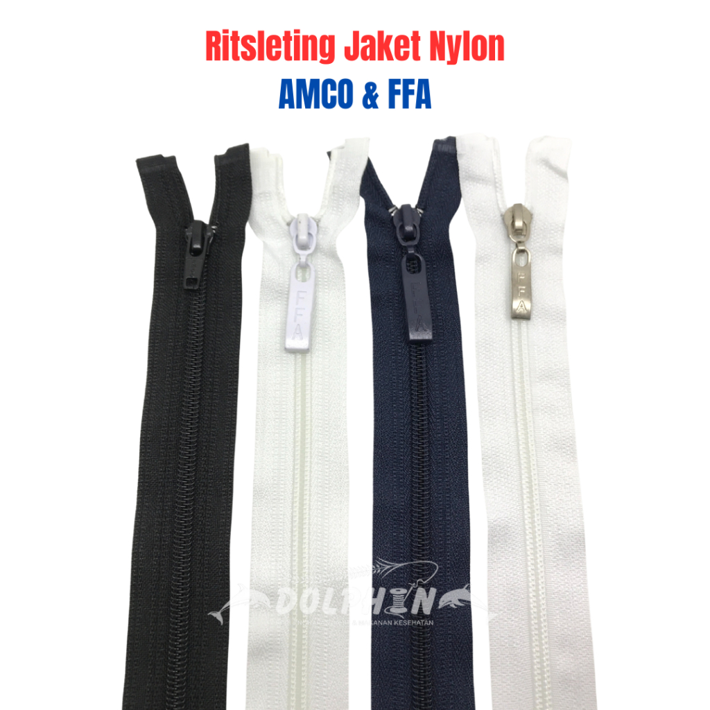 Resleting Jaket Nylon 75cm AUTO-Lock AMCO FFA/ Rit Sleting Zipper Gigi Halus