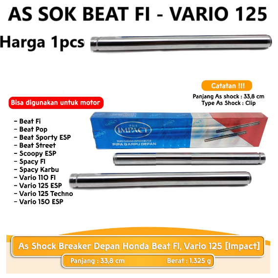 1 PCS  - As Shock As Sok Depan Honda Beat FI Vario 125 Vario CBS Scoppy FI Tipe Clip Impact