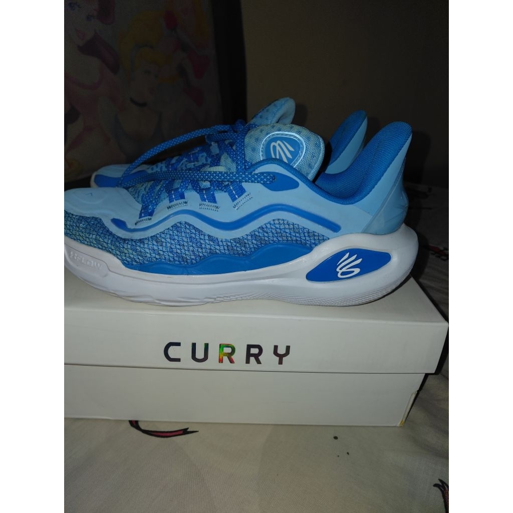 sepatu curry 11 mouthguard, sepatu second curry 11 biru