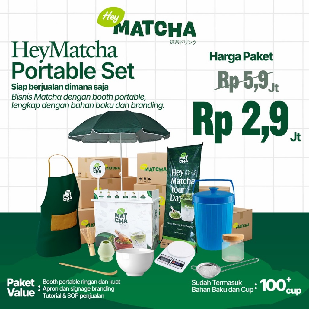 Usaha Matcha Latte Paket Usaha Matcha Latte Booth Portable untuk Jualan Minuman