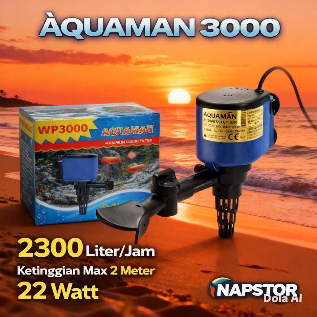 AQUAMAN WP 3000 POWER HEAD Mesin Pompa Celup Filter Aquarium Aquascape Air Terjun Kolam Ikan Gelembu