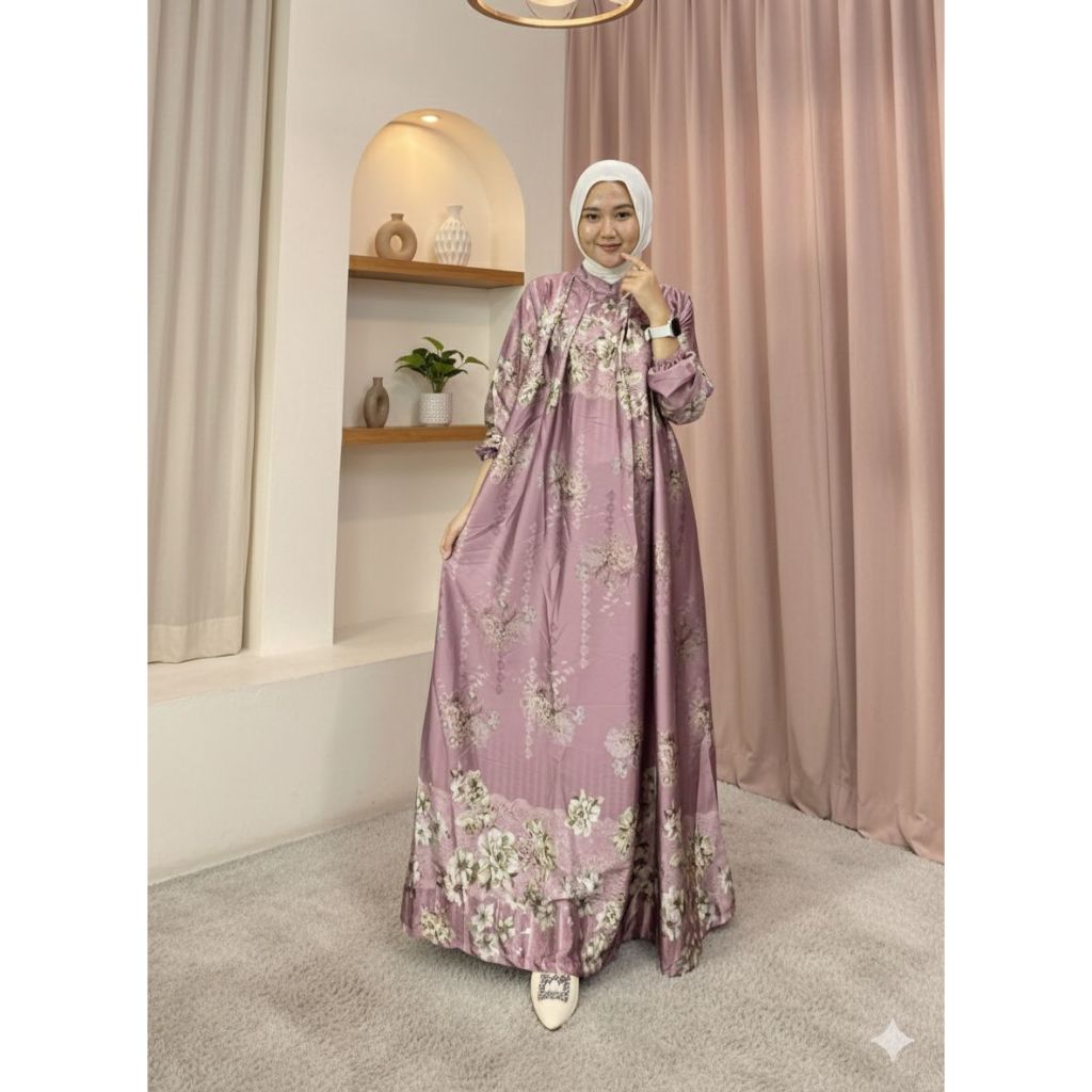 Dress Lyodra Gamis BabyDoll Digital Printing Gamis wanita kekinian