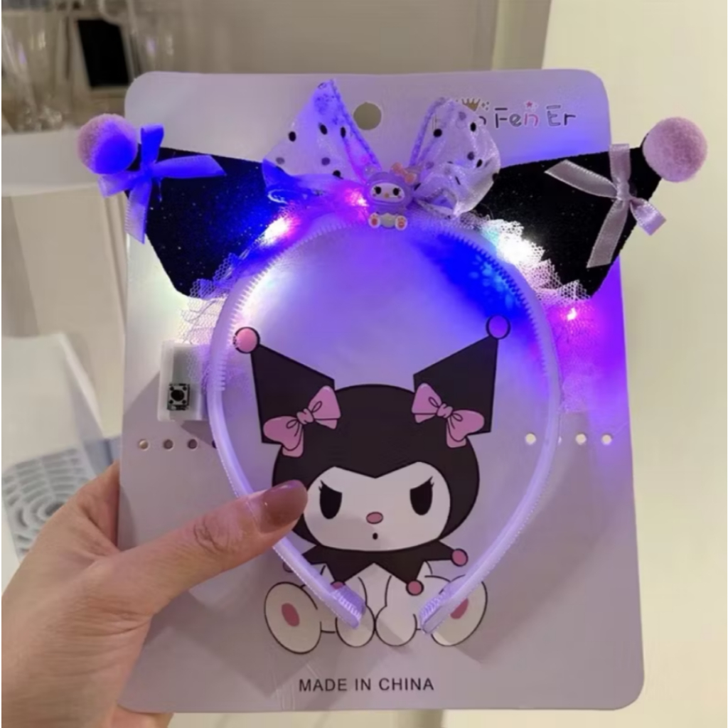 REDYEAR Bando LED Bando Anak Lucu Model Kuromi Bahan Premium Dengan Lampu LED