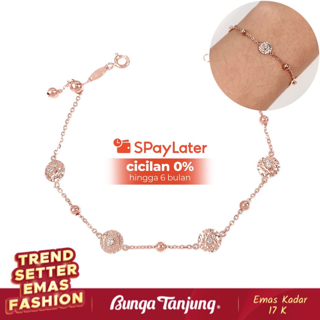 GELANG SERUT BOBBA KOIN SHIMMER - EMAS 17K - BUNGA TANJUNG GOLD