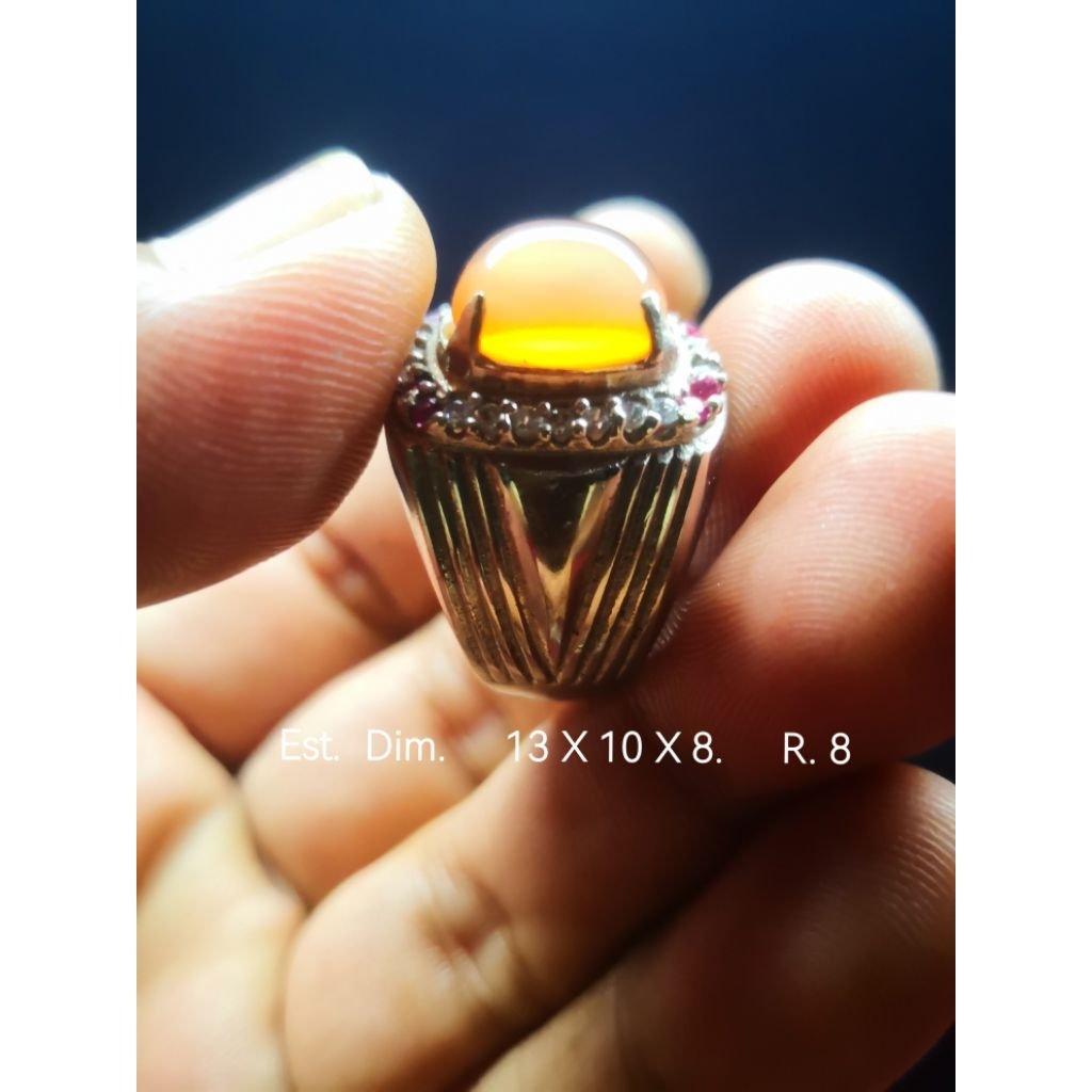 Cincin Batu Obi Nukleus Alas Orange Kristal cakep BUKAN bacan kalimaya pirus ruby safir pandan ijo g