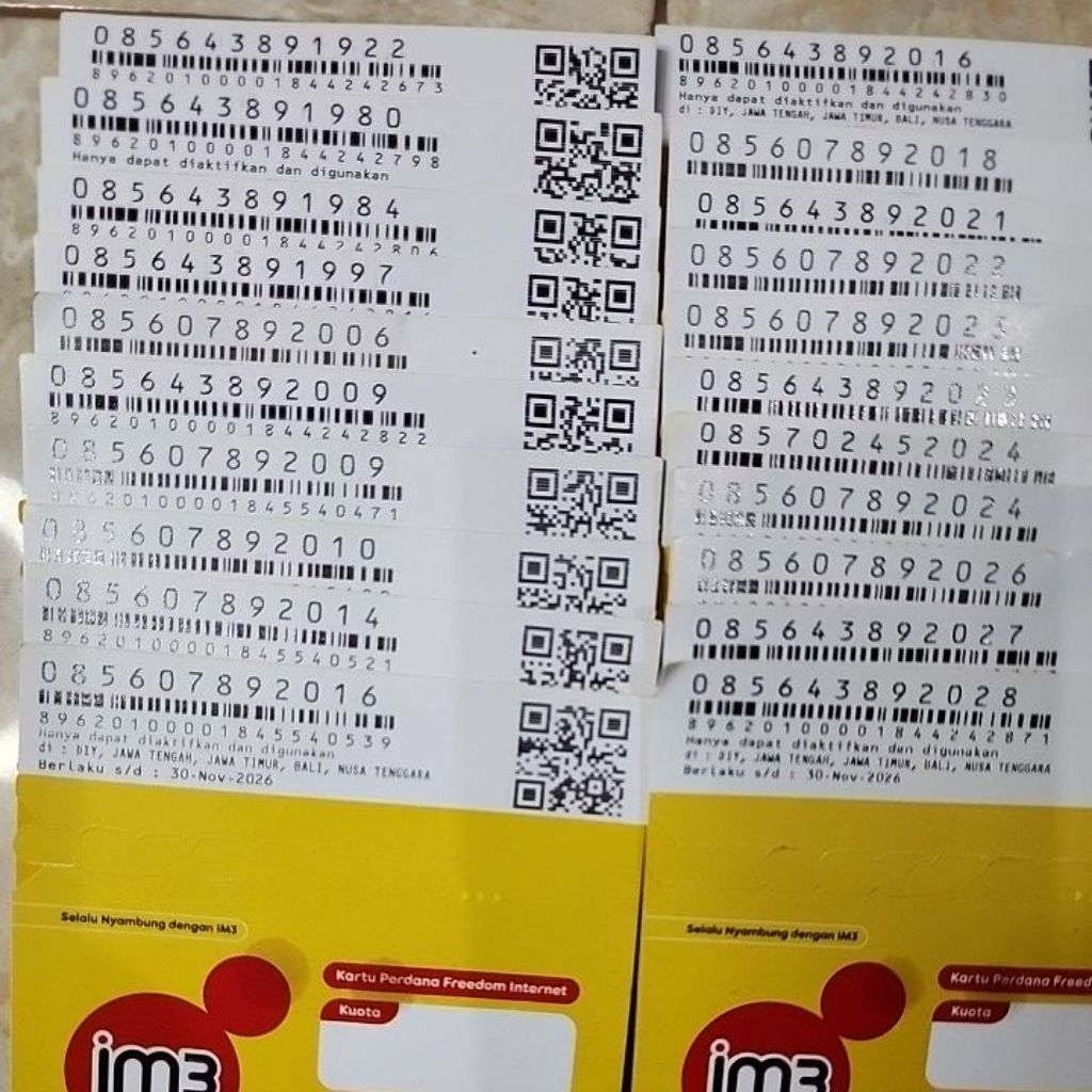 NOMOR CANTIK KARTU PERDANA IM3 SERI TAHUN