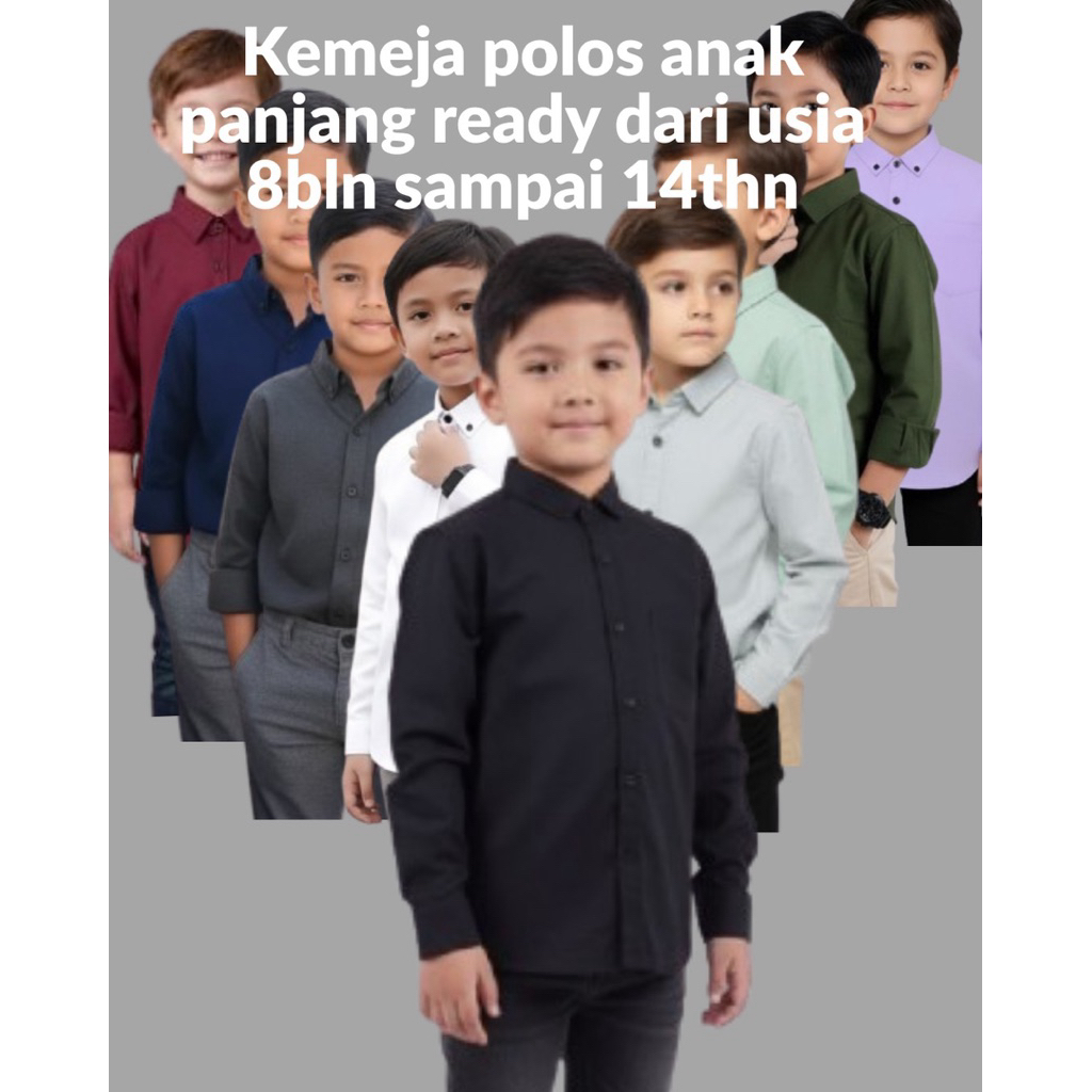 kemeja polos anak laki-laki warna hitam baju anak laki-laki diskon 50%