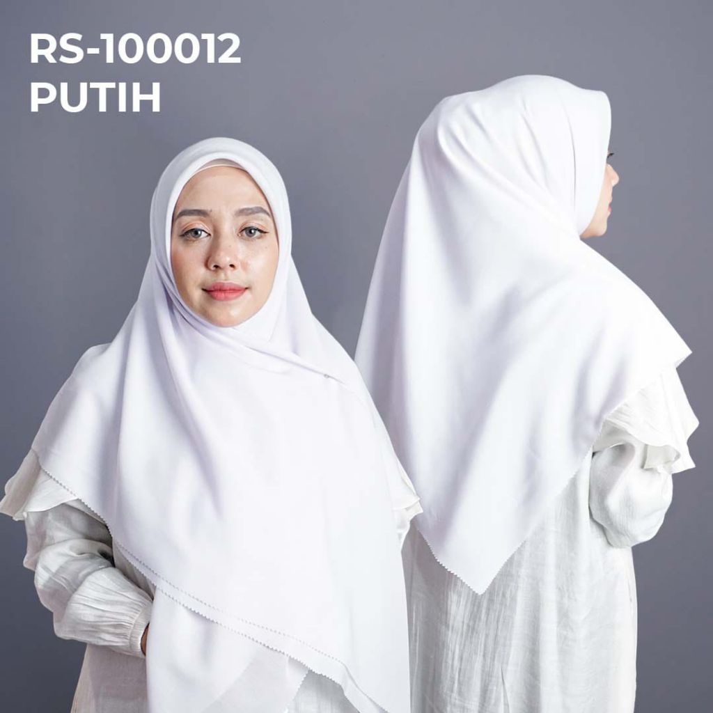 jilbab segiempat syar'i putih polos ukuran 130x130