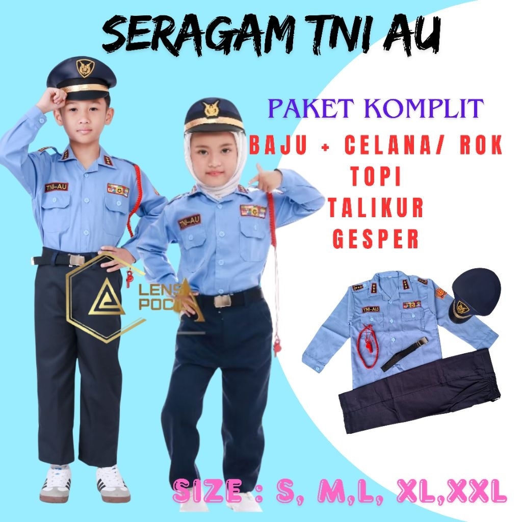 Baju TNI AU Laki Perempuan | Pakaian Anak Usia 3 sampai 7 tahun | Baju TNI AU Anak TK Cewe Cowo | Co