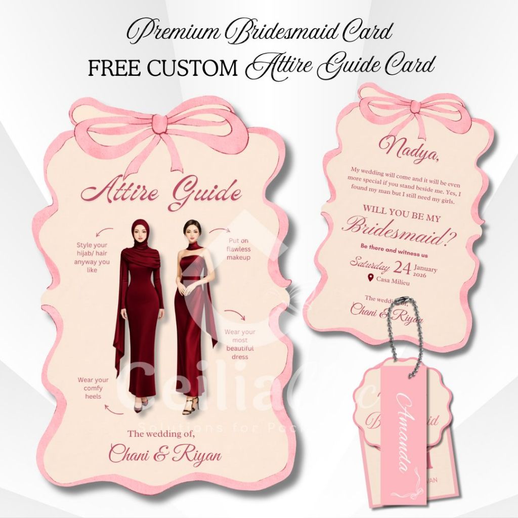 Aesthetic Bridesmaid Card, Attire Guide, Hangtag 3in1 Bridesmaid FREE CUSTOM BY CEILIACHIC