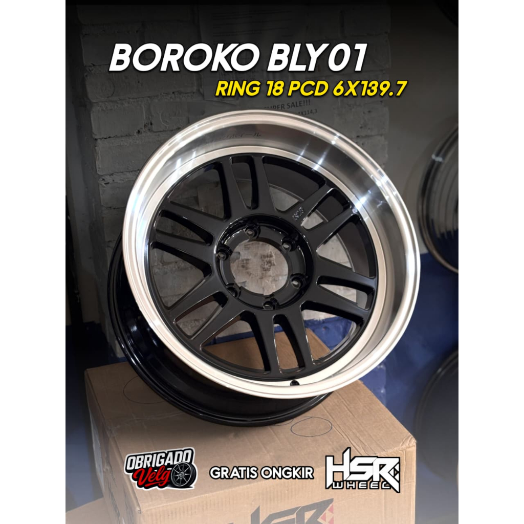 JDM STYLE R18 // Velg HSR Fortuner Pajero Hilux Strada Ring 18 Boroko BLY01 / HSR Obrigado Velg