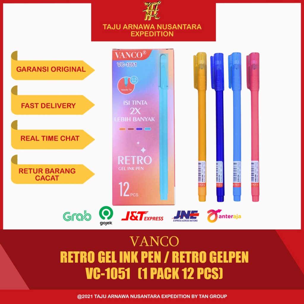 (1 PACK) VANCO VC-1051 GEL INK PEN / BALLPOINT RETRO / VANCO GELPEN / BALLPOINT GEL VANCO / BALLPOIN