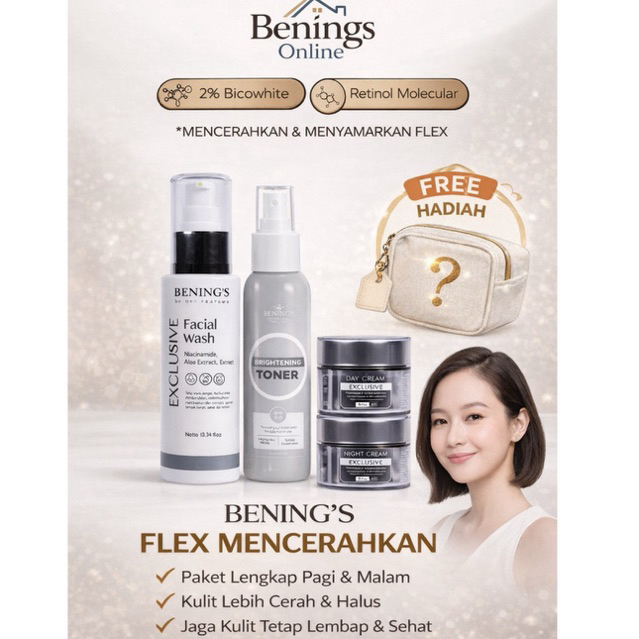 Bening's Skincare NEW PAKET FLEK HITAM DAN GLOWING (EXCLUSIVE) BENING’S INDONESIA DR. OKY PRATAMA