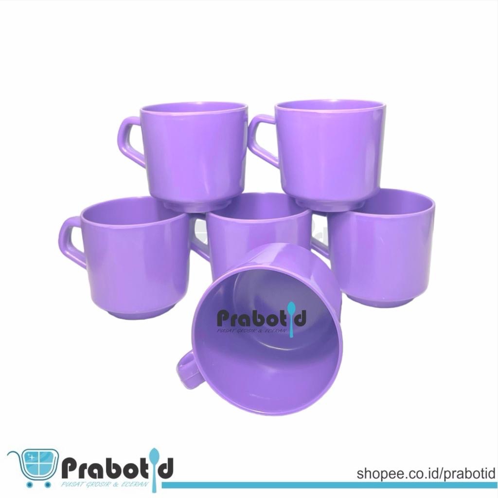 PRABOTID 1 LUSIN CANGKIR KOPI MELAMIN 200ML / MUG MELAMIN TEBAL HIGH QUALITY / GELAS MELAMIN UNGU
