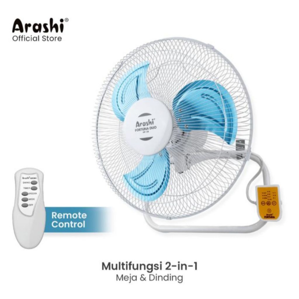 Arashi Kipas Angin Meja Dinding Remote Fortuna Duo 16inch + Remote