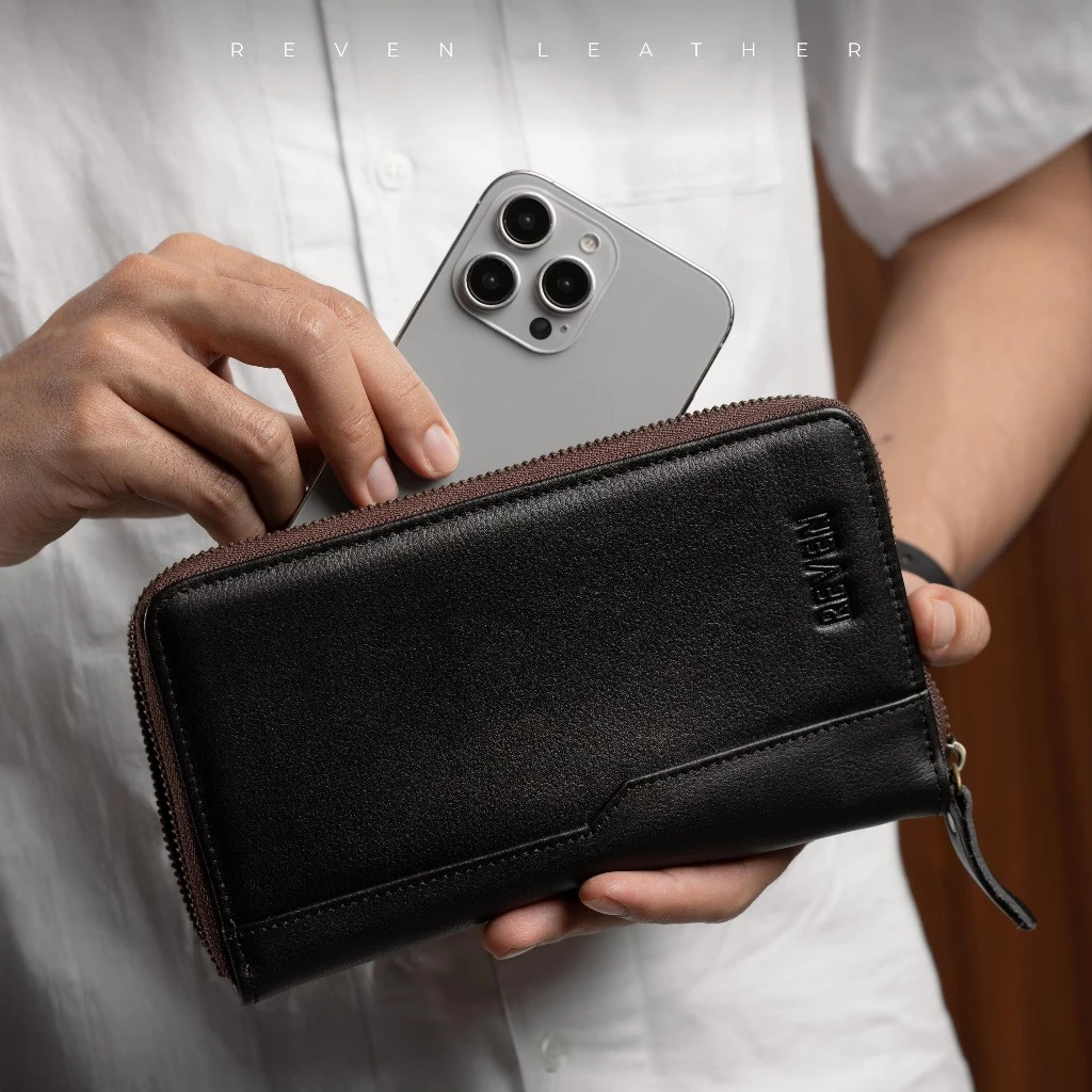 Dompet Panjang Kulit Sapi Asli 100% Rama Mini Pouch Lipat Fashion Pria Wanita Keren Branded Premium