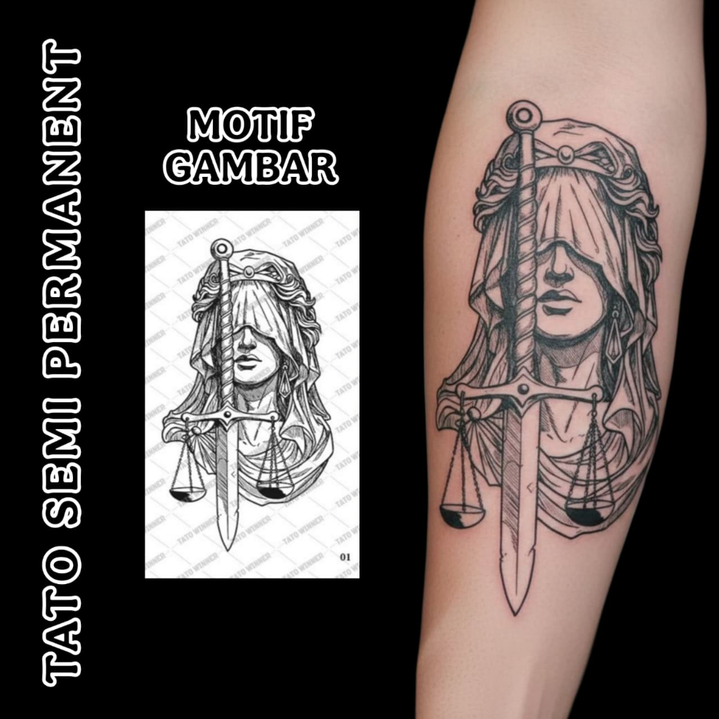 Tatowinner - Stiker Tato Temporer Semi Permanen Anti Air ukuran 18x11cm Motif Gambar GZ 01-100 / Tat