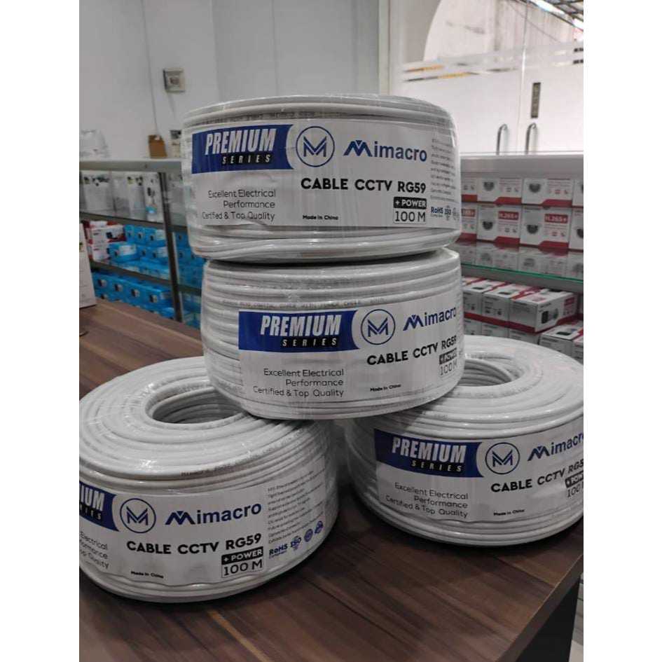 MIMACRO Kabel RG59 Plus Power 100M & 300M | Kabel CCTV Coaxial + Power Full Tembaga PremiumMIMACRO R