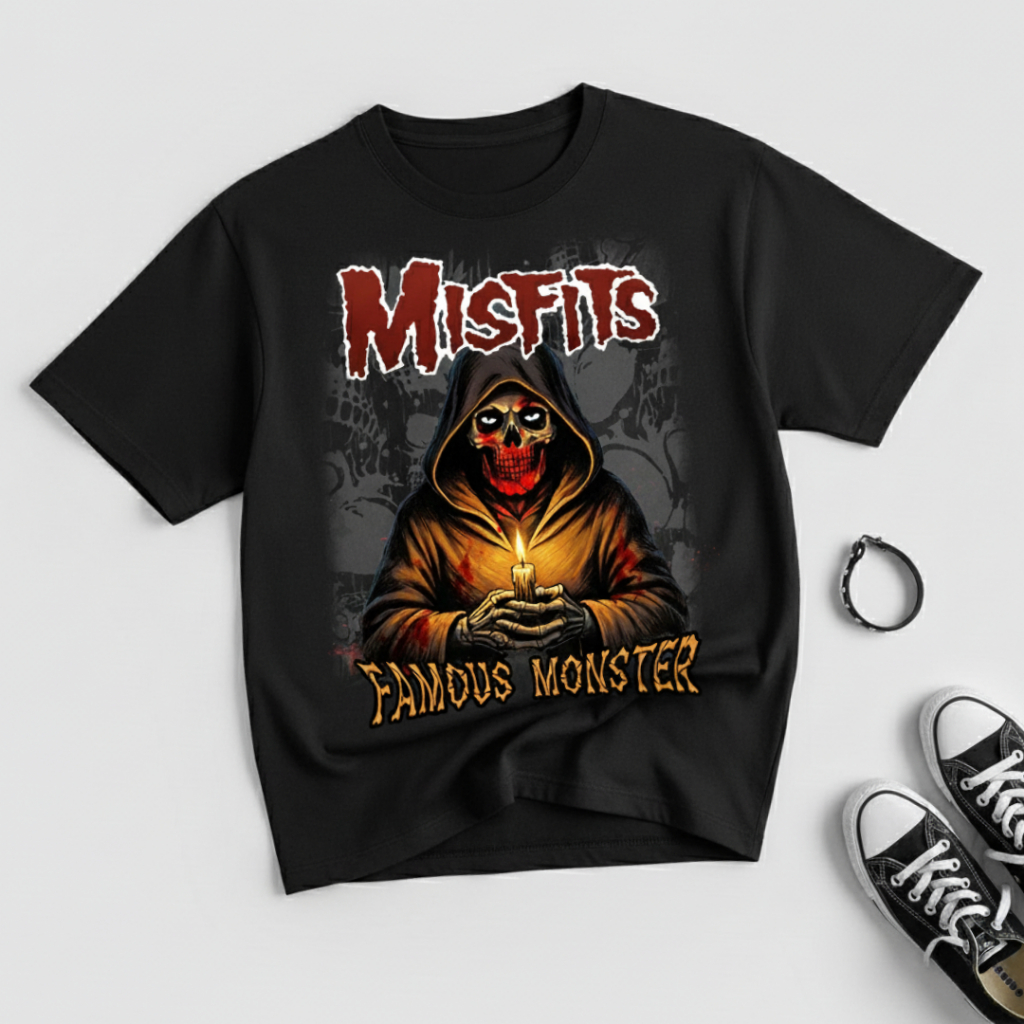 Kaos Misfits Oversize Tshirt Band Famous Monster Jumbo Hitam Bigsize Lengan Pendek Azdha