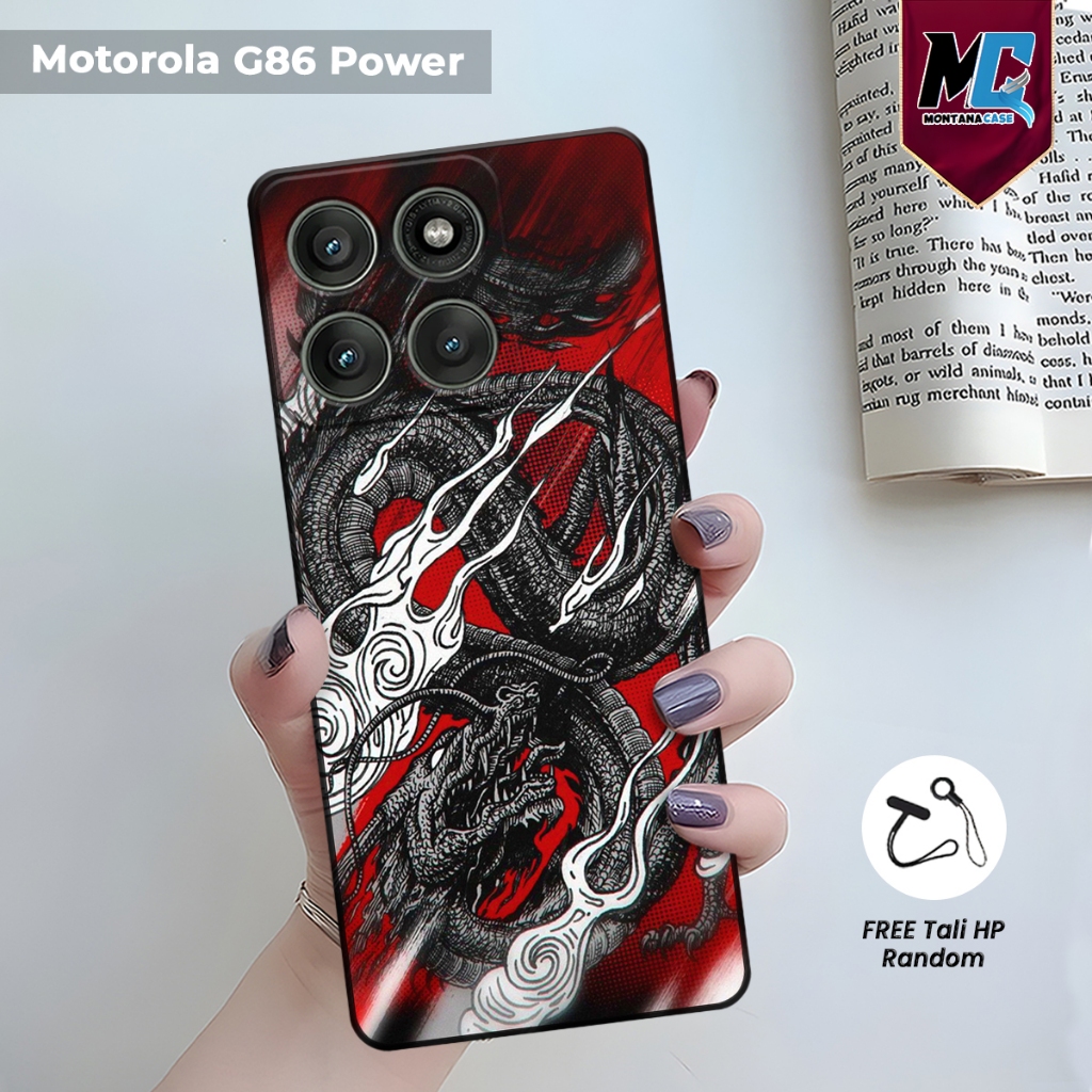 MONTANA | Casing Hp Motorola G86 Power Motif Naga Printing UV Gratis tali strap hp | Softcase Lentur