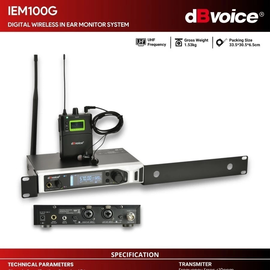 Ear Monitor Wireless dBvoice IEM -100G Original Digital Wireless in Ear Monitor