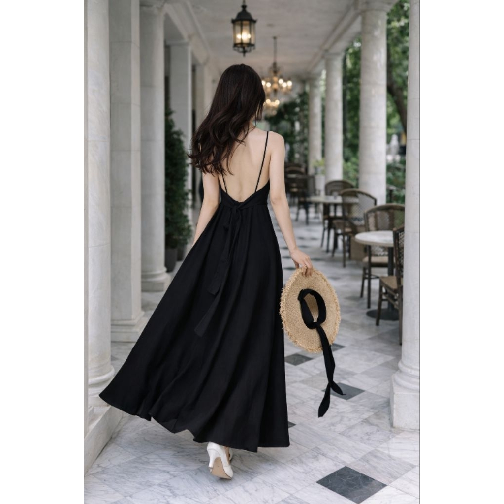 Black Maxi Dress Wanita Elegant spaghetti Strap/Beach Dress/ Party Dress