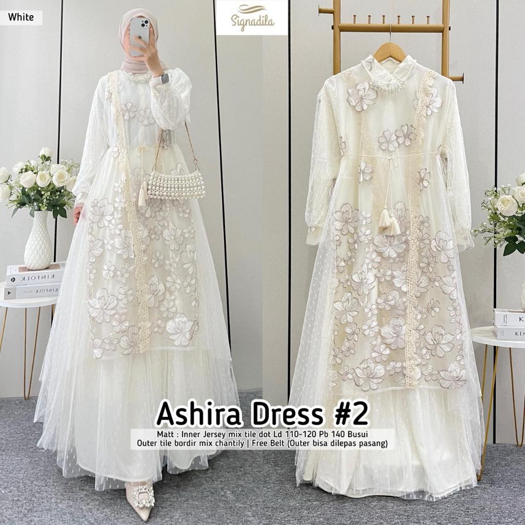 ASHIRA DRESS ORIGINAL BY SIGNADILA GAMIS BAHAN INNER JERSEY MIX TILE DOT OUTER TILE BORDER MIX CHANT