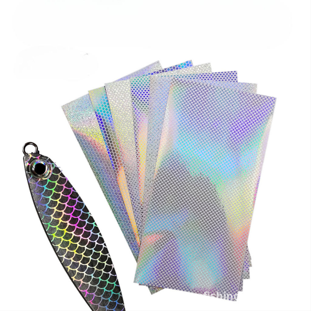 Stiker Umpan Pancing Hologram Motif Sisik Ikan Transparan Motor Metal Jig Soft Lure Popper Minnow