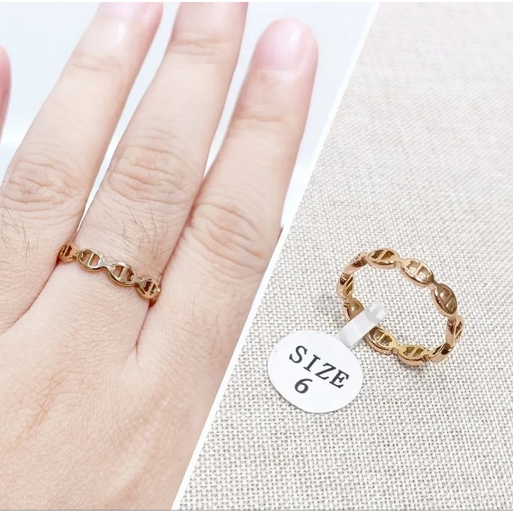 Cincin motif rantai fashion branded Cincin dd mini full rosegold Cincin wanita Korea style