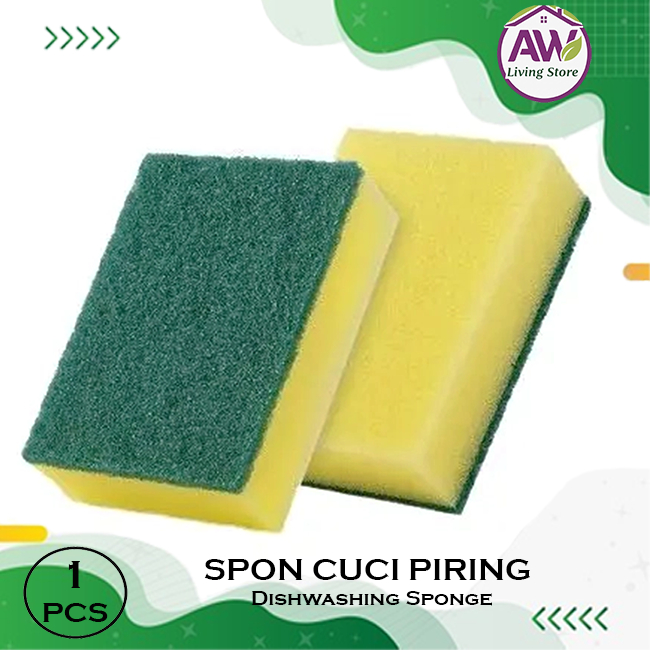 Spon Busa Tebal Kuning Hijau Pembersih Piring dan Prabot Rumah Tangga