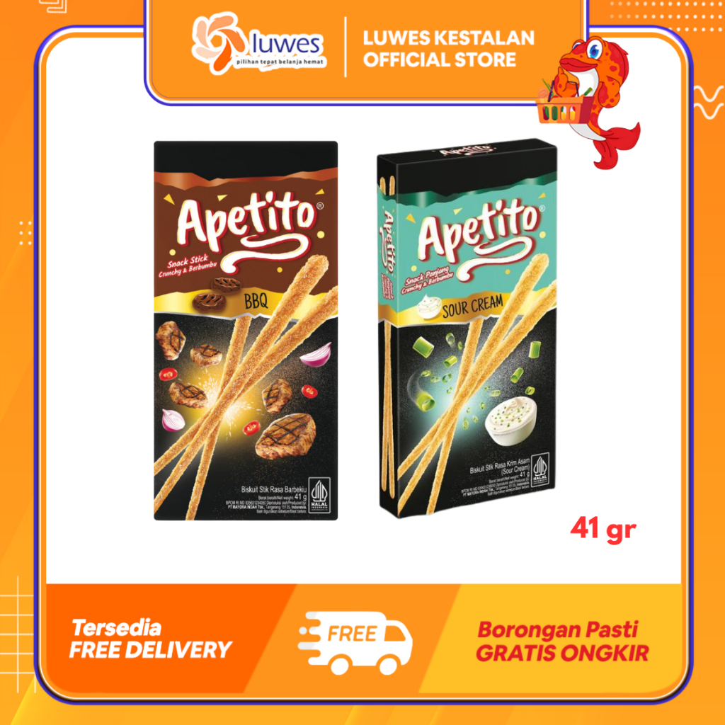 (LUWES) Apetito Snack Stick 41g | Apetito Snack Stick | Snack Varian Sour Cream BBQ