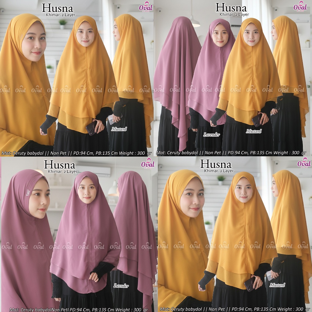 OVAL HIJAB HUSNA CERUTY BABYDOLL SIZE SUPER JUMBO