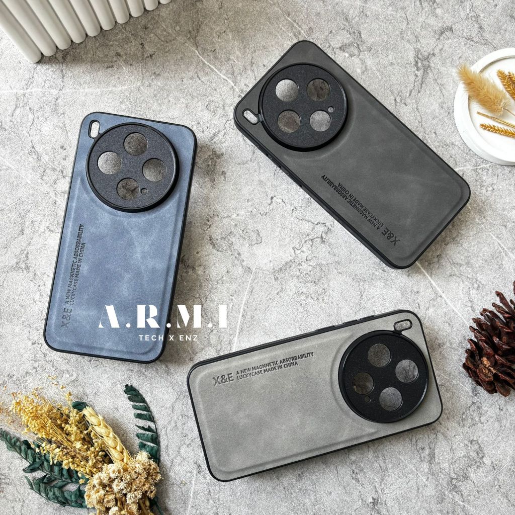 Case Vivo X300 5G Leather Magnetic Suede Casing Tekstur Kulit Domba Halus Softcase