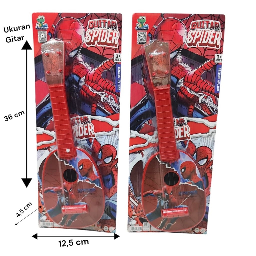 1246 Mainan Gitar Besar Motif Spiderman Anak Anak OCT315 / Alat Musik Main Gitar / Gitar Gitaran Ana