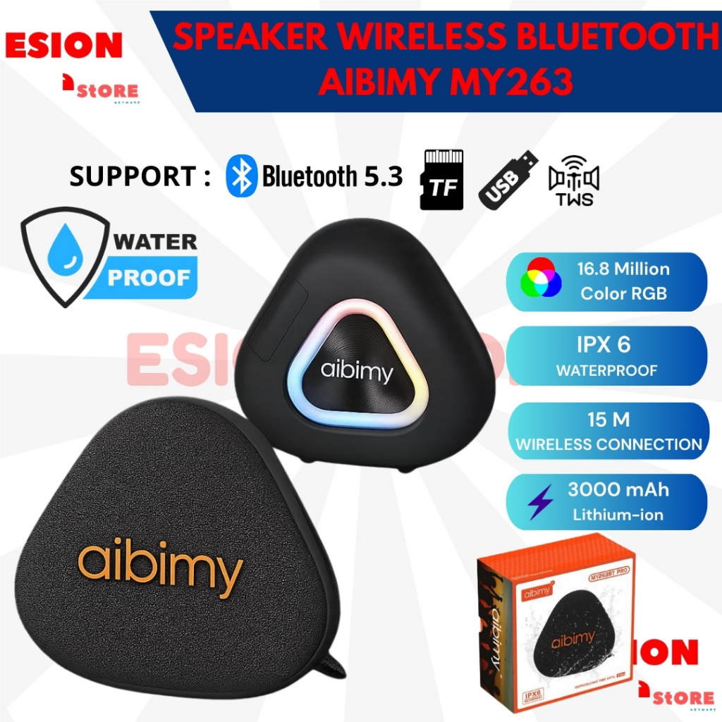 Speaker AIBIMY MY263 Portable Waterproof IPX6 3000mAh Wireless Bluetooth Speaker Waterproof Bluetoot