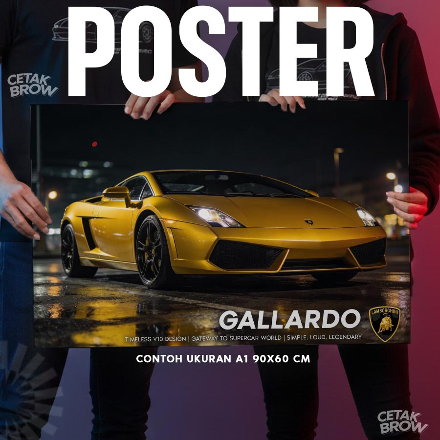Poster Lamborghini Gallardo Warna Kuning Yellow Giallo Midas Bisa Custom Hiasan Kamar Cowo