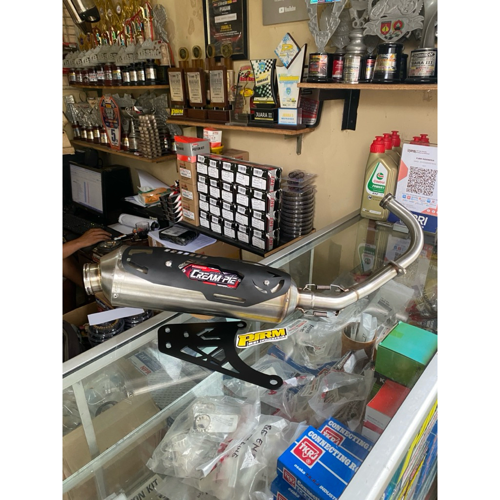 Knalpot Standar Racing Mio Mio Sporty Mio Soul Creampie Original plus braket knalpot