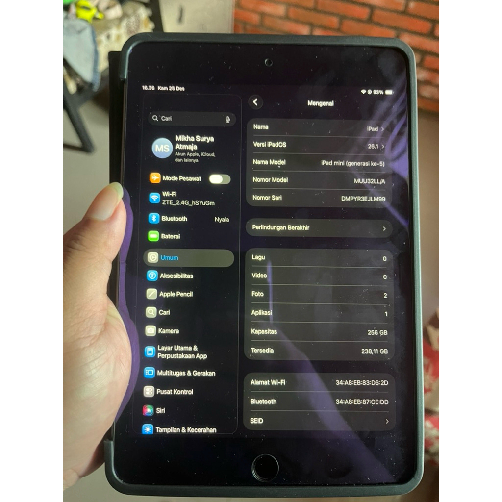 iPad Mini 5 256GB (penyimpanan lega n KONDISI ISTIMEWA )