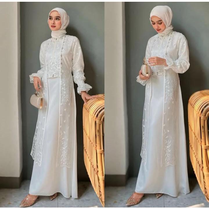 TERBARU  Kinan Dress Velvet Mix Brokat Import Desain Mewah Elegan Ootd Pesta Gamis Model 2026 Buat P