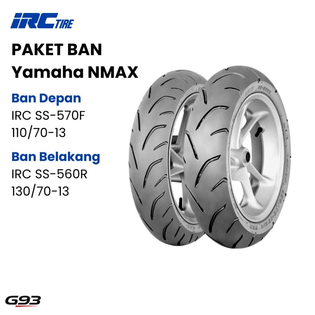 (Sepasang) Ban Motor IRC SS-570F + SS-560R Yamaha NMAX – Paket Ban Depan Belakang Tubeless
