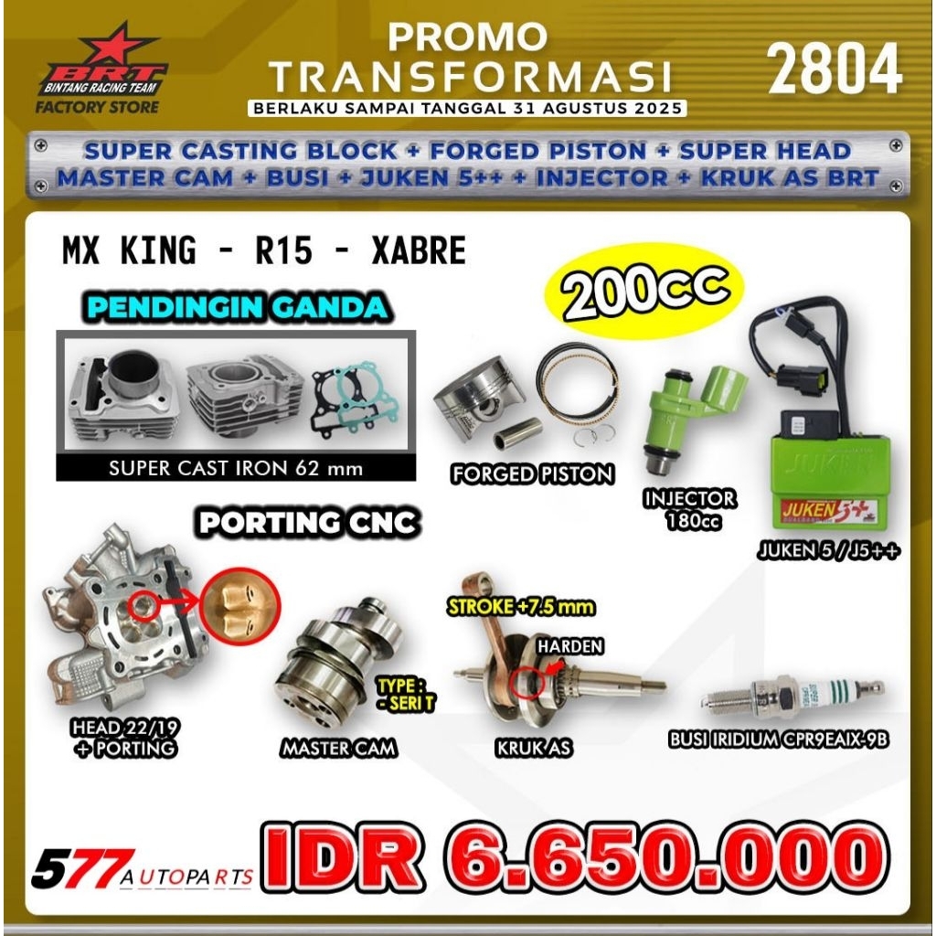 Promo Transformasi 2804 200cc BRT Mx King, R15, Xabre