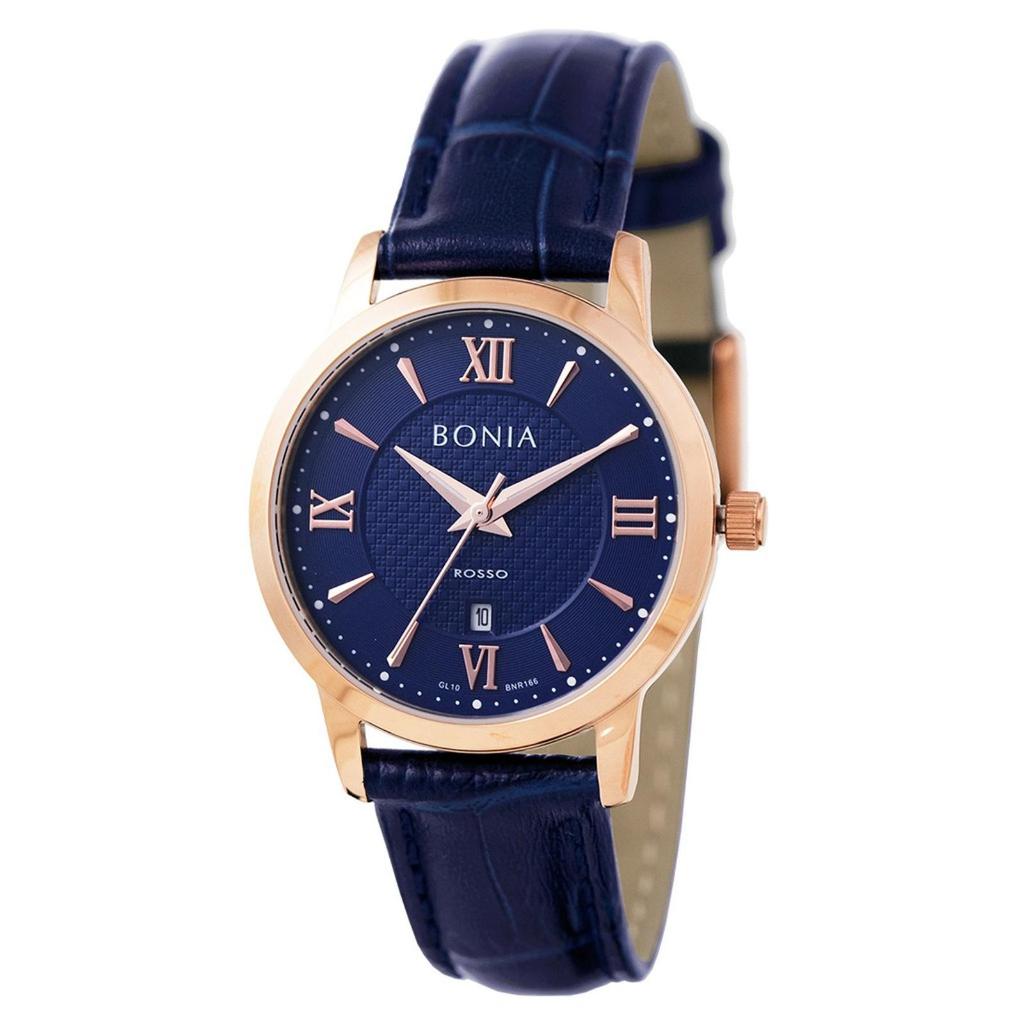 Jam Tangan Wanita Bonia Rosso Blue Dial Leather Strap Analog BR166-3583 Original Jaminan 100%