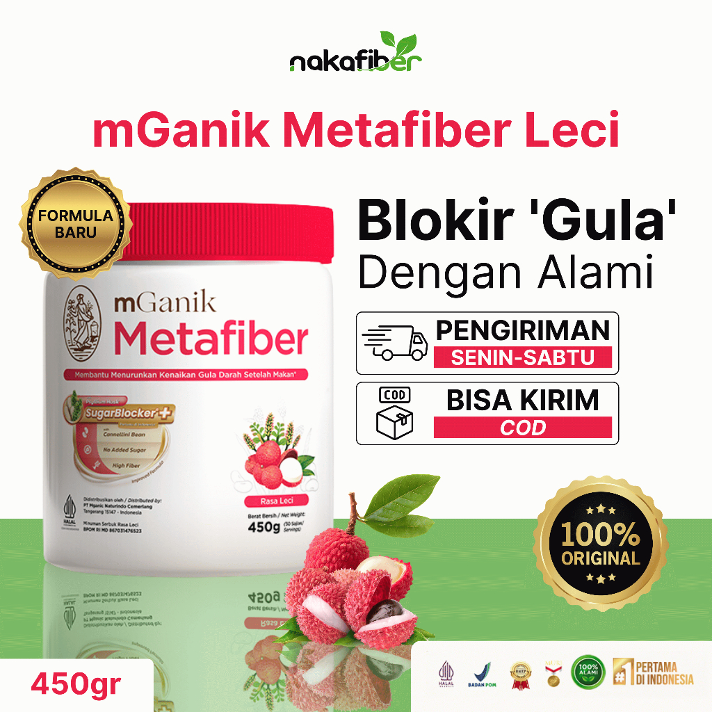 mGanik Metafiber Leci 450gr - 1 Tube Suplemen Serat Diabetes Alami Official Store 100% original