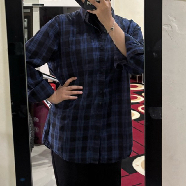 PRELOVE KEMEJA KOTAK NEVY MERK BOMBBOOGIE 100% ori