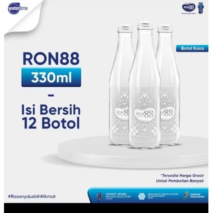 AIR MINUM RON88 BOTOL KACA 330ML ISI 12BOTOL