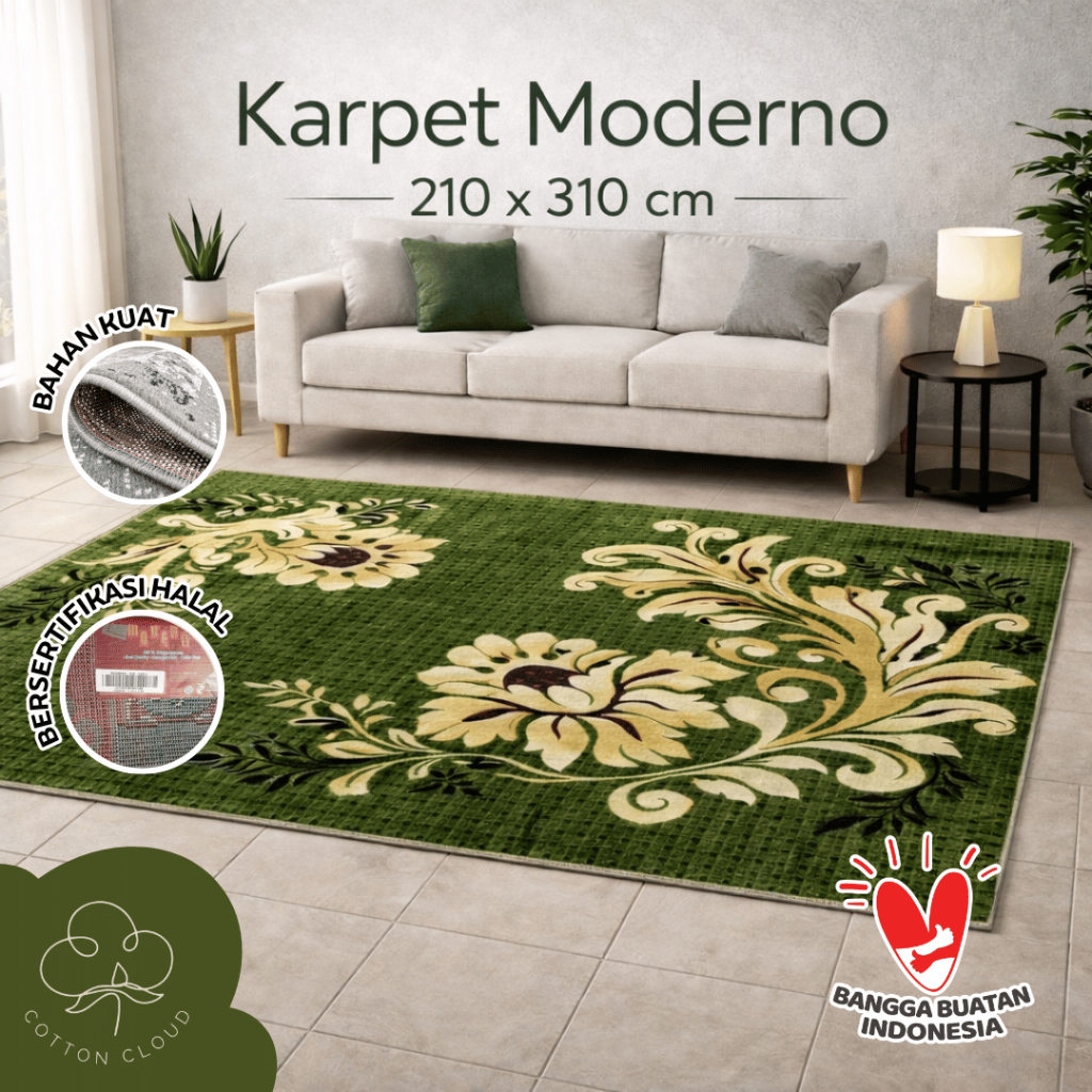 Karpet Lantai Exotic Permadani "Moderno" Premium Tebal Universal Uk 210x310